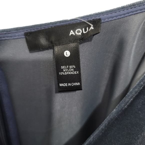 AQUA Dusty Blue Velvet Knot-Font Mini Dress - Picture 6 of 6